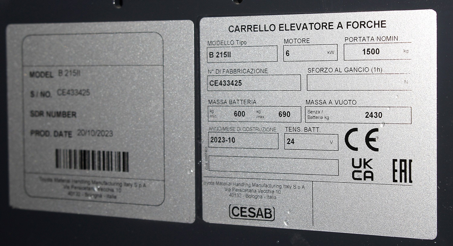 Carrello Frontale targa